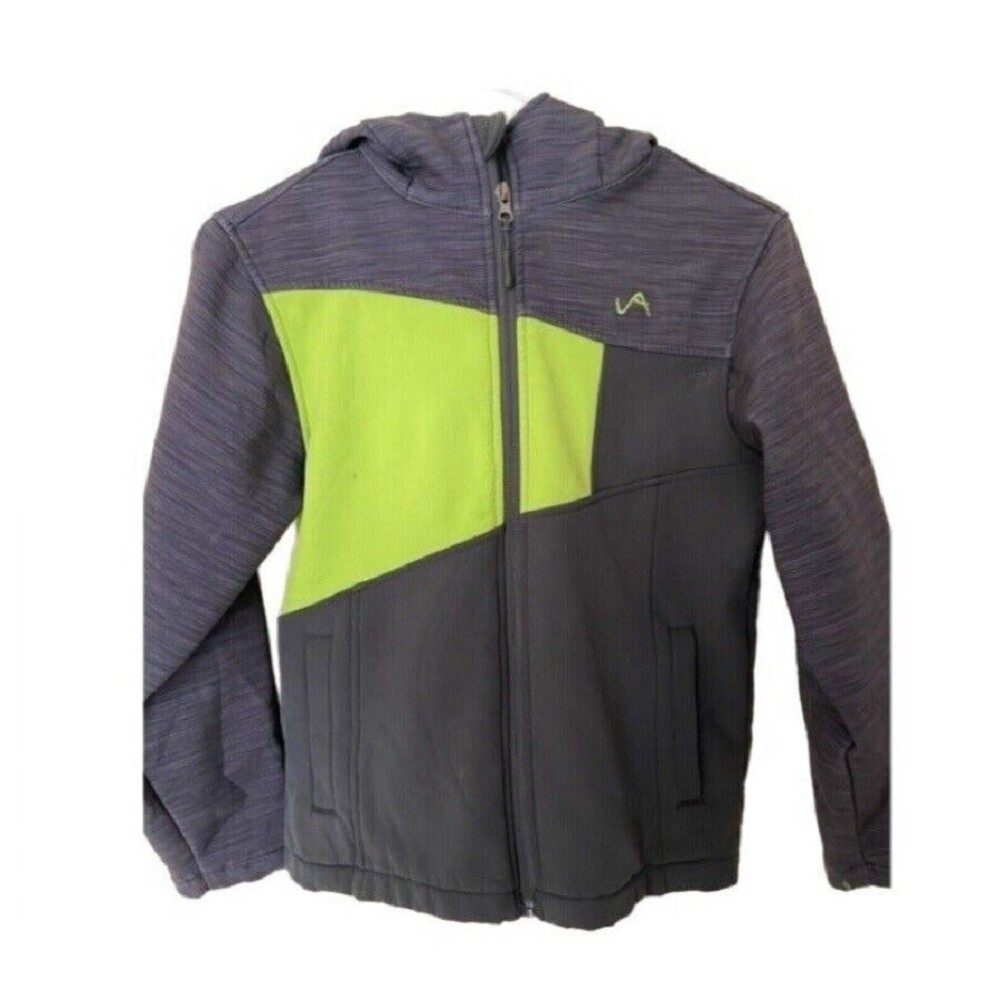 Vertical 9 Winter Jacket Boys M Green Gray Heather Knit Sports Hooded Damage